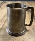 Vintage English Pewter Tankard Glass Bottom Mug Beer Stein Monogrammed