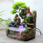 Water Fountain Tabletop Indoor Small Rock Waterfall Zen Decor With Led Light