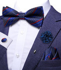 Bow Ties For Men Pre-tied Adjustable Silk Bowties Lapel Pin Pocket