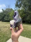 Grape Jelly Amethyst  Specimen With Green Agate Eye And Calcite 