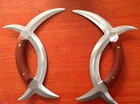 Chinese Martial Arts Weapon a Pair Of Gossip Red Ji-chi Wooden Yuanyang Tomahawk