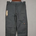 Dickies Pants Mens 36x34 Grey Twill Loose Fit Double Knee Straight Leg Work New
