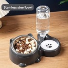 2in1  Food Bowl   Water Auto Dispenser Stainless Steel Feeder For Pet Dog Cat