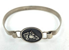 Alpaca Silver Equestrian horse Hinged Cuff Bracelet Signed Art Arg