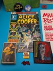 Vintage Alice Cooper Miscellaneous Lot Comic Flyer Sheet Music Patch Pin Cards