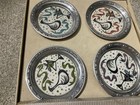 Set Of 4 Farberware Mcm Vintage Wrought Aluminum ceramic Coasters In Box