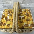 Vintage Large Sewing Basket - Wicker - Orange  Tans   Browns Made In Japan