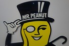 Mr Peanut Intricate Die Cut Peanut Man Rare Enamel Sign 30  High X 15  Wide