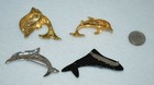 Dolphin And Whale Pin Brooch Lot Metal Enamel And Glass