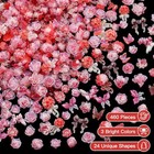 460 Pieces Dreamy Rose Camellia Flower Nail Charms 3d Cute Butterfly Bow 