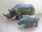 Aaa Vintage African White Rhinoceros Rhino 6      Baby Wild Animal Rubber Figurine