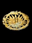 Large Victorian  Pierced  Chrysanthemum  Button With  Leaf Border   1   3 8 