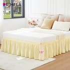 Rimela Beige Yellow Twin Bed Skirt 15  Drop Elastic Dust Ruffle Easy Fit