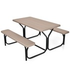 Hdpe Outdoor Picnic Table Chair Set Bench Set Backyard Garden Steel Frame Coffee
