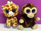 Ty Beanie Boos Safari Giraffe  Monkey Plush Stuffed Animal Toy Gift Lot Of 2