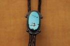 Vintage Hand Made  Sterling Silver Native American Turquoise Bolo Tie
