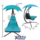 Patio Hanging Chaise Swing Lounge Chair Cushion Blue Outdoor Canopy Arc Stand
