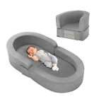 Portable 2 In 1 Toddler Travel Bed Children s Sofa Bed With Travel Bag Gray