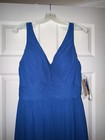 Christina Wu Bridesmaid Dress 22840 Royal Chiffon Sleeveless Size 10