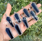 Sale Black Onyx Gemstone 925 Sterling Silver Plated Handmade Coffin Pendant Lot