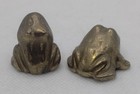 Pair Of Vintage Brass Frogs Toads Small Figurine Paperweights