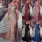 Womens Sequin Formal Wedding Bridesmaid Evening Party Ball Prom Gown Long Dress