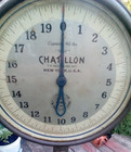 Nice Old Vintage Chatillon Hanging Store Scale Set Complete W  Flat Pan   Chains