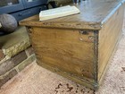 Old Antique Pine Chest  Vintage Wooden Storage Trunk  Blanket Box  Coffee Table 
