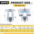 Otoolling 25 Packs Jack Nut M4 Threaded Insert Petal Nuts Screw Anchor Spider   