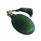 Vtg Frosted Glass Miniature Spiral Tassel Laydown Perfume Bottle 