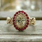 3 5ct Art Deco Vintage Style Lab Created Diamond   Ruby Wedding 14k Gold Fn Ring