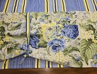 Waverly Curtain Valance Blue Yellow Floral Stripe Tie-up Style Rod Pocket 51x21