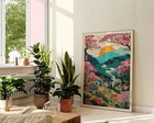 Mount Yoshino Valley Poster     Japanese Anime Ukiyo-e Style Blossom Wall Art