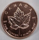 Lot Of Two  2  Canada Maple Leaf 1 Oz Avdp  999 Fine Copper Art Rounds