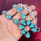 Copper Blue Turquoise Gemstone Handmade 925 Sterling Silver Necklace Jewelry