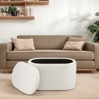 Storage Ottoman Bench Upholstered Linen Fabric Storage Bench For Bedroom White