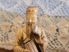 Vintage Stone Hand Carved Oriental  Asian Wise Man Figurine 3  Signed 1979 