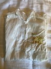 Vintage 1930s White Cotton Blouse Flower Appliqu   Pocket Bodice Dress Top 1940s