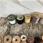 63 Vintage Wooden Spools Sewing Thread Mixed Colors Sizes Types
