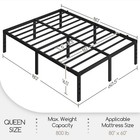 16 Inch Metal Platform Queen Size Bed Frame W sturdy Slat Support reserved Holes