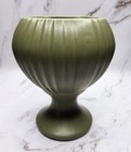 Vintage Mccoy Green Floraline Usa Pedestal Pottery Planter Vase  407
