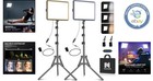 Professional 2-pack Led Video Light Kit With Adjustable Tripod For Creators