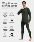 Men s 100  Merino Wool Base Layer Sets Midweight Thermal Underwear Bottoms Top