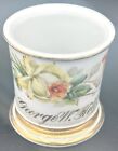 Antique Shaving Mug Cup Floral White Rose Personalized Germany George W Hill