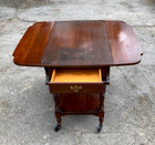 Vintage Antique Walnut Finish Wood Drop Leaf Tea Bar Serving Cart - Rare  