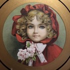 1900   s Edwardian Victorian Era Lithograph Girl Flue Cover Picture Metal Frame