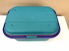 Vtg Eagle Craftstor-sewing Craft Plastic Storage Container Teal pink purple-tote