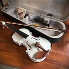 White Full-size 4 4 Solid Wood Violin Package With Case  Bow  Rosin  And More