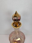 Bohemian Moser Antique Cranberry Panel Cabochon Gold Gilded Decanter Vtg Czech