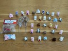 Nos Vintage Mini Flocked Figurines Bears Fuzzy Miniature Teddy Bunny Rabbits Lot